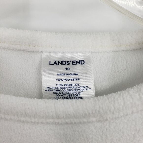 LANDS END girl 10 white fleece pullover - Picture 2 of 4